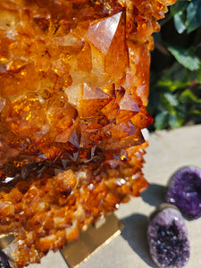 Citrine Cluster on gold Stand - Citrine Raw