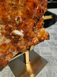 Citrine Cluster on gold Stand - Citrine Raw