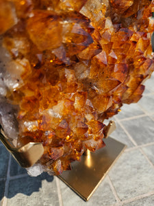 Citrine Cluster on gold Stand - Citrine Raw