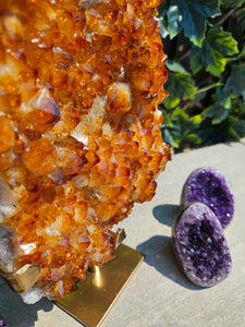 Citrine Cluster on gold Stand - Citrine Raw