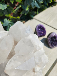 Quartz Lemurian Quartz Cluster Raw with Rainbows