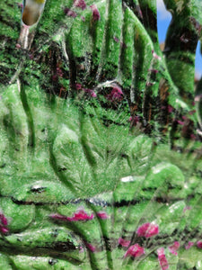 Buddha Head Sculpted from Ruby Zoisite from Tanzania Symbol of wisdom and peace