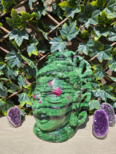 Load image into Gallery viewer, Buddha Head Sculpted from Ruby Zoisite from Tanzania Symbol of wisdom and peace
