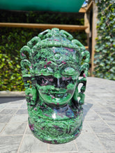 Load image into Gallery viewer, Buddha Head Sculpted from Ruby Zoisite from Tanzania Symbol of wisdom and peace
