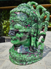 Load image into Gallery viewer, Buddha Head Sculpted from Ruby Zoisite from Tanzania Symbol of wisdom and peace
