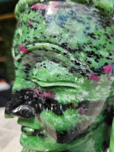 Load image into Gallery viewer, Buddha Head Sculpted from Ruby Zoisite from Tanzania Symbol of wisdom and peace
