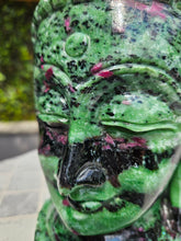 Load image into Gallery viewer, Buddha Head Sculpted from Ruby Zoisite from Tanzania Symbol of wisdom and peace
