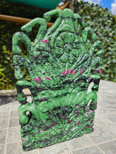 Load image into Gallery viewer, Buddha Head Sculpted from Ruby Zoisite from Tanzania Symbol of wisdom and peace
