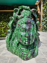 Load image into Gallery viewer, Lord Shiva symbol of eternal meditation Ruby Zoisite Tanzania hand carved
