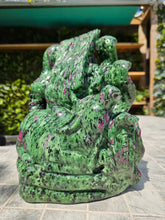 Load image into Gallery viewer, Lord Shiva symbol of eternal meditation Ruby Zoisite Tanzania hand carved
