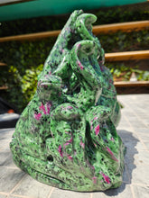 Load image into Gallery viewer, Lord Shiva symbol of eternal meditation Ruby Zoisite Tanzania hand carved
