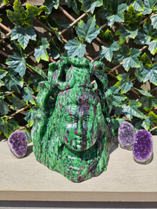 Lord Shiva symbol of eternal meditation Ruby Zoisite Tanzania hand carved