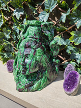 Load image into Gallery viewer, Lord Shiva symbol of eternal meditation Ruby Zoisite Tanzania hand carved
