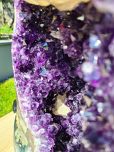 Load image into Gallery viewer, Amethyst with Calcite on stand statement crystal - Clear Vision
